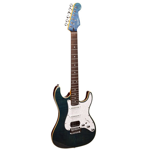 SuperStrat HSS Elektro Gitar Quilted Mavi