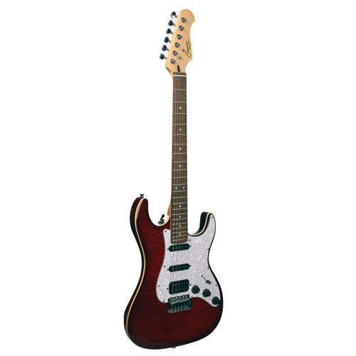 SuperStrat HSS Elektro Gitar Quilted Kırmızı