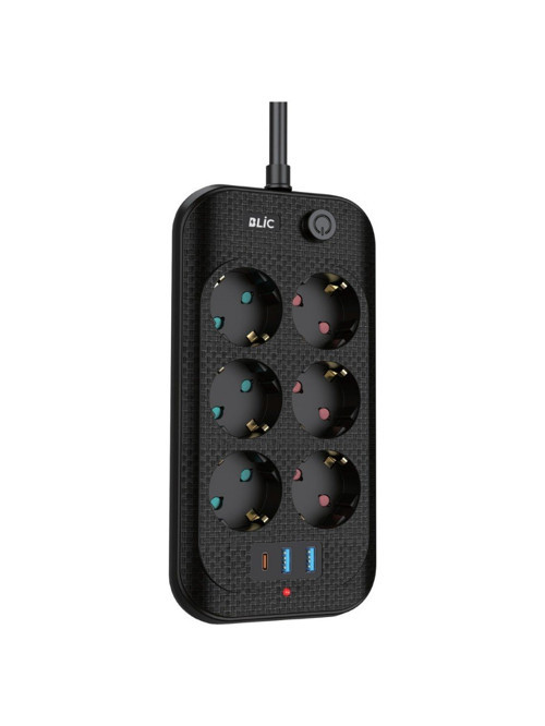 6’lı Akım Korumalı Priz 2x USB 1x Type-C 2m Uzatma Kablosu Çocuk Korumalı