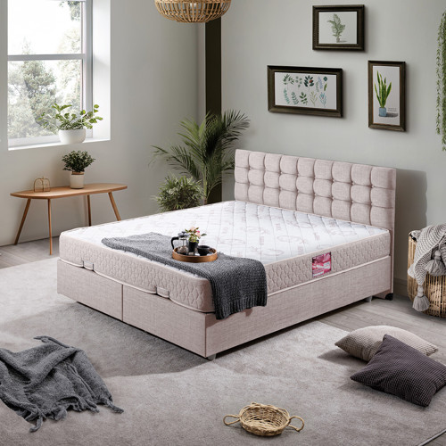 Venedik Çift Kişilik Baza Başlık Letto Yatak Seti - Krem