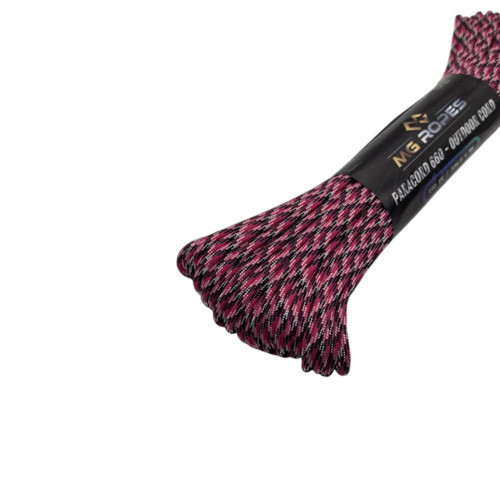 Bileklik ve Outdoor Polyester Paracord İp 660 LB 4 mm 30 Metre Fuşya Desenli