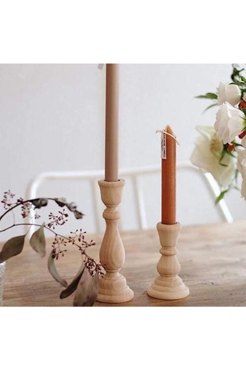 2'li Doğal Ahşap Wooden Şamdan Bohem Dekoratif Mumluk 3301000000352