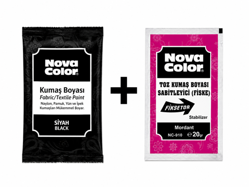 NOVA COLOR SİYAH KUMAŞ BOYASI + SABİTLEYİCİ