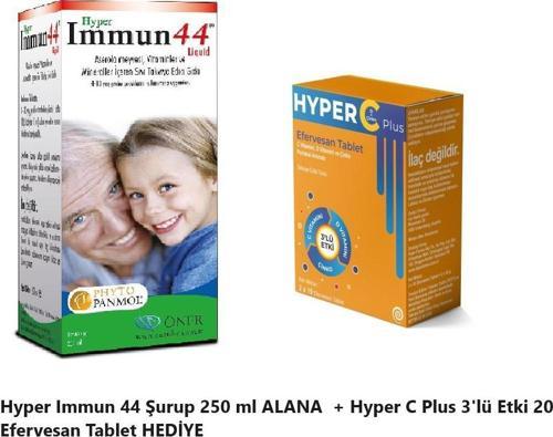 Immun 44 Şurup 250 ml ALANA + Hyper C Plus 3'lü Etki 20 Efervesan Tablet HEDİYE