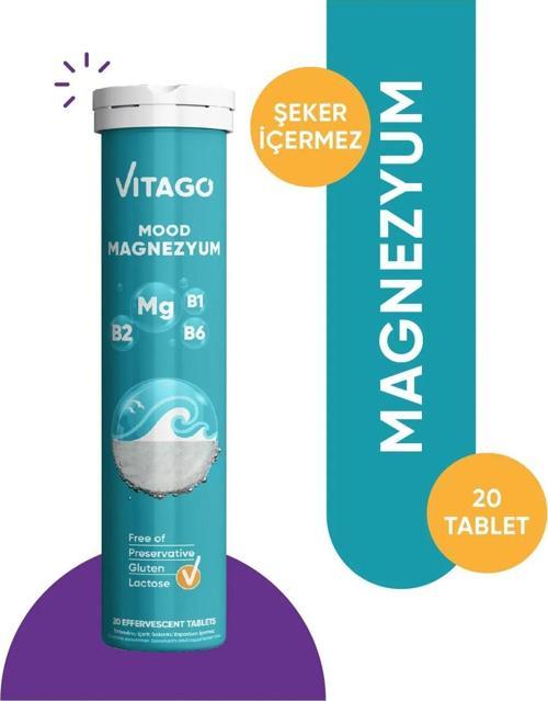 Mood Magnezyum Vitamin B1 B2 B6 İçeren 20 Efervesan Tablet 8683242262683