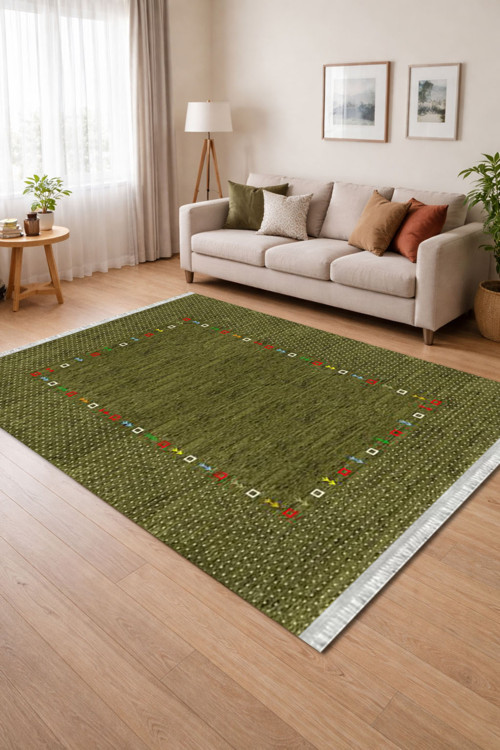 Kaymaz Dot Taban Dijital Baskılı Yıkanabilir Leke Tutmayan Salon Halısı Yolluk