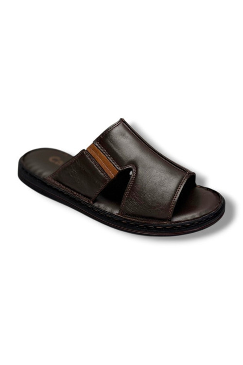 163-26 Hakiki Deri Ultra Soft Geniş Bant Anatomik Erkek Terlik 40-47