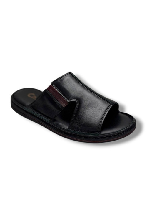 163-26 Hakiki Deri Ultra Soft Geniş Bant Anatomik Erkek Terlik 40-47