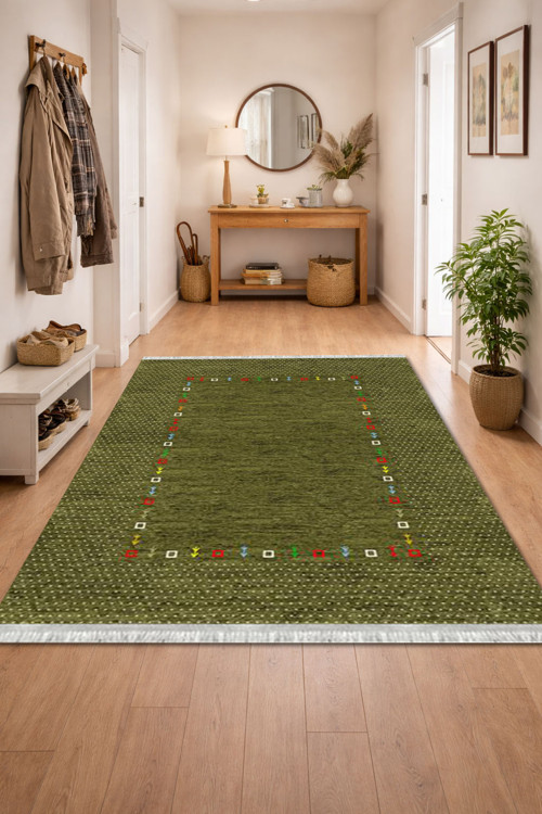 Kaymaz Dot Taban Dijital Baskılı Yıkanabilir Leke Tutmayan Salon Halısı Yolluk