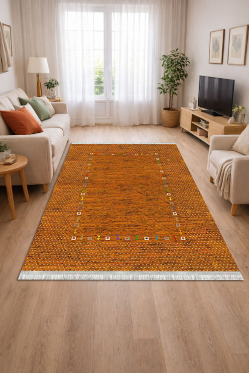 Kaymaz Dot Taban Dijital Baskılı Yıkanabilir Leke Tutmayan Salon Halısı Yolluk