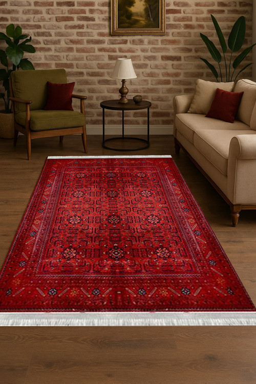 Kaymaz Dot Taban Dijital Baskılı Yıkanabilir Leke Tutmayan Salon Halısı Yolluk