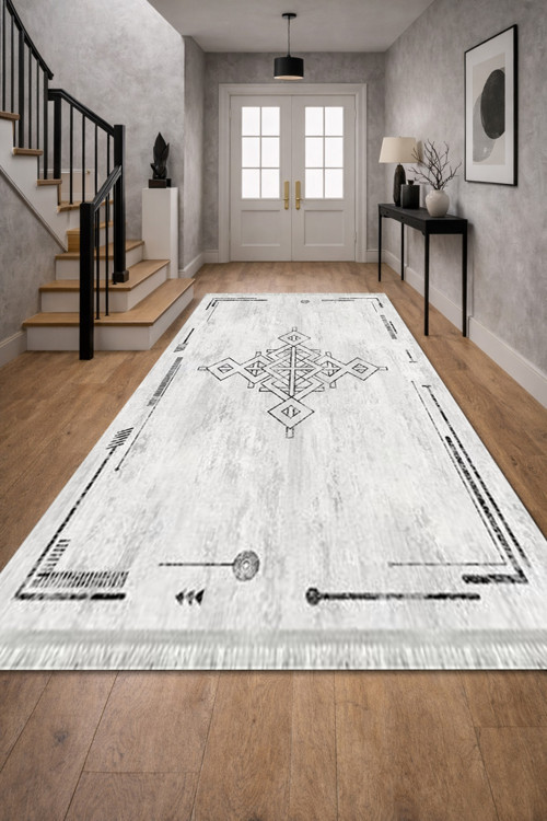 Kaymaz Dot Taban Dijital Baskılı Yıkanabilir Leke Tutmayan Salon Halısı Yolluk