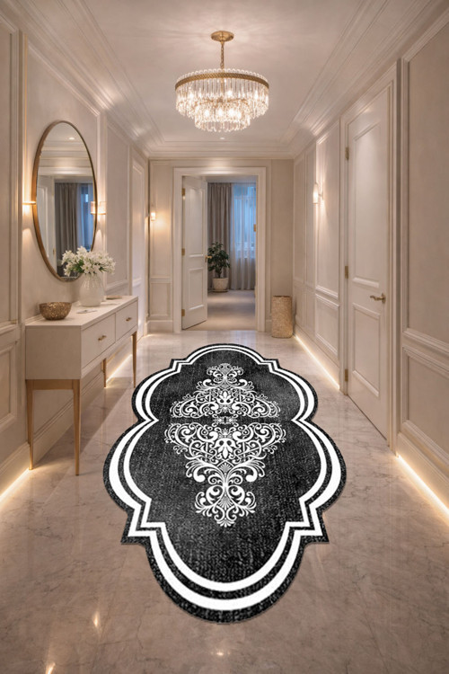 Lazer Kesim Sünger Destekli Kaymaz Dot Taban Dijital Baskı Yıkanabilir Leke Tutmaz Salon Halı Yolluk