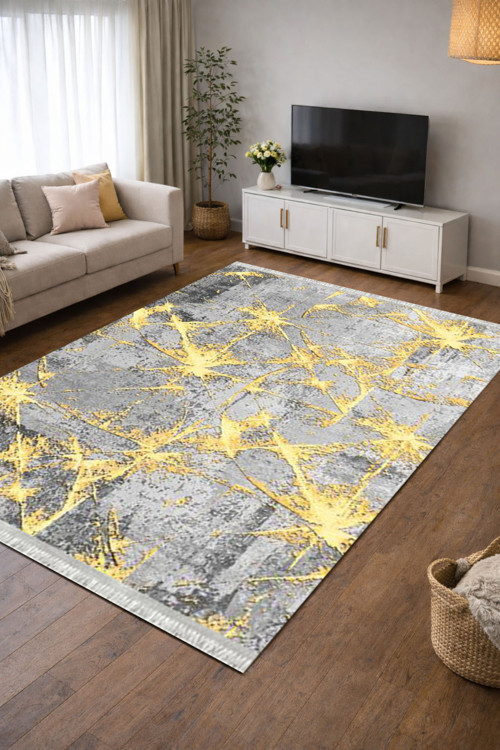 Kaymaz Dot Taban Dijital Baskılı Yıkanabilir Leke Tutmayan Salon Halısı Yolluk