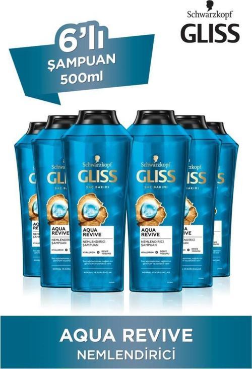 Aqua Revive Nemlendirici Şampuan - Hyaluron Ve Deniz Yosunu Özü Ile 500 Ml X 6 Adet