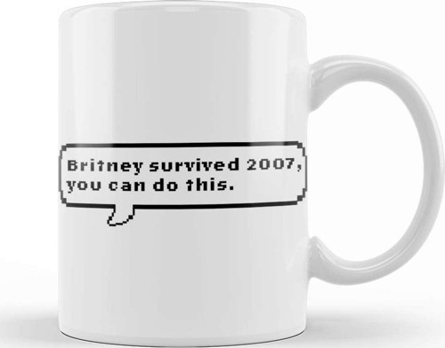 Britney Survived 2007 Text Kupa Bardak Porselen