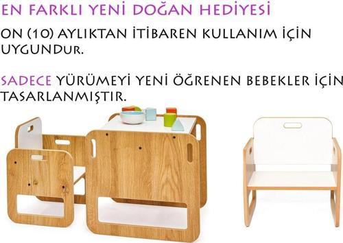 0-18 Ay Serçe Montessori Ahşap Çocuk Oyun, Çalışma, Aktivite Masası Ve Sandalyesi Seti
