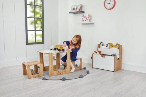 2-4 Yaş Turna Montessori Ahşap Çocuk Oyun, Çalışma, Aktivite Masası Ve 2 Taburesi