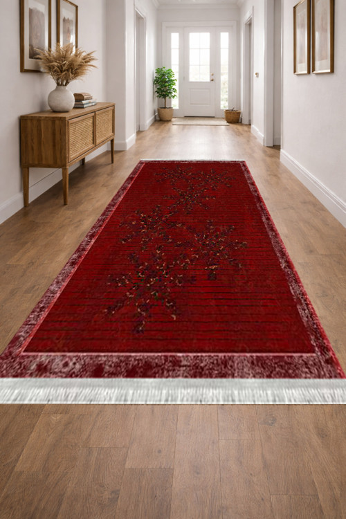 Kaymaz Dot Taban Dijital Baskılı Yıkanabilir Leke Tutmayan Salon Halısı Yolluk
