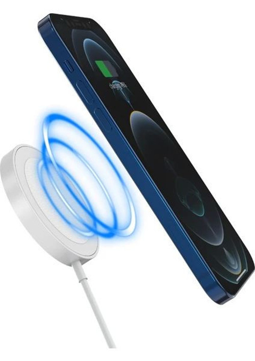 BXMG20 15W Manyetik Kablosuz Şarj Cihazı ve 20W GaN Type-C PD Şarj Adaptörü Beyaz
