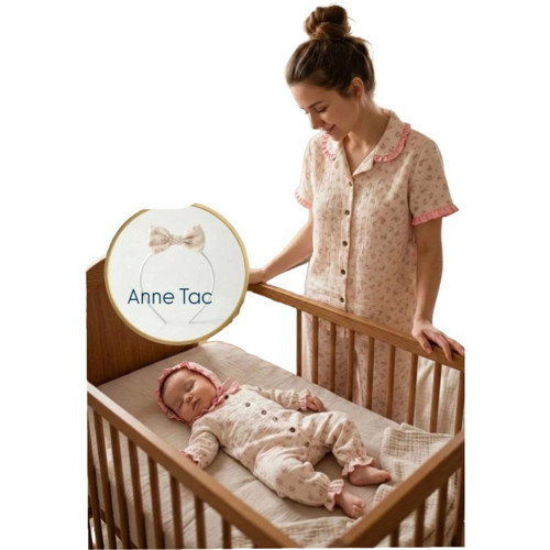 MÜSLİN KUMAŞ TAÇLI ANNE BEBEK LOHUSA SET 3 Ay Kız
