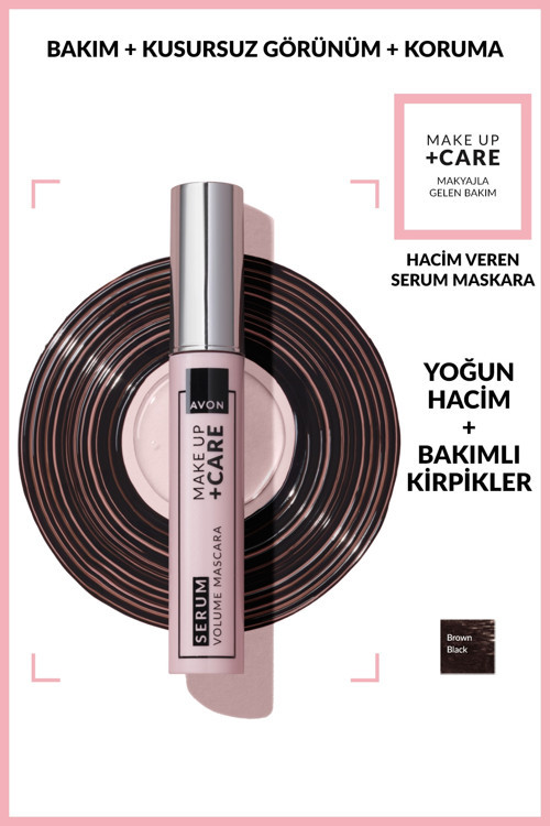 Make Up +Care Serum Volume Maskara - Brown Black