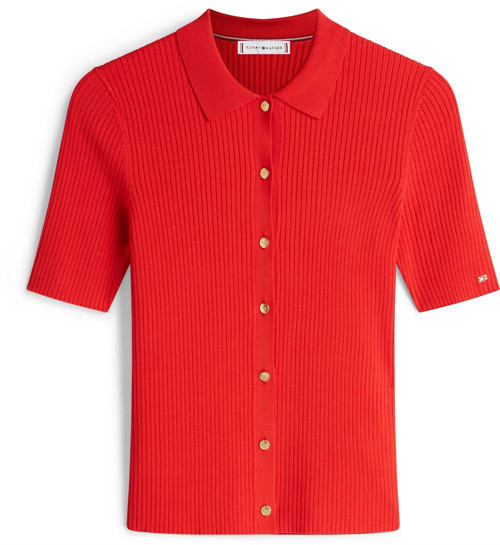 RAYON RIB SLIM POLO SS SWT Kadın Turuncu Bluz - WW0WW48482