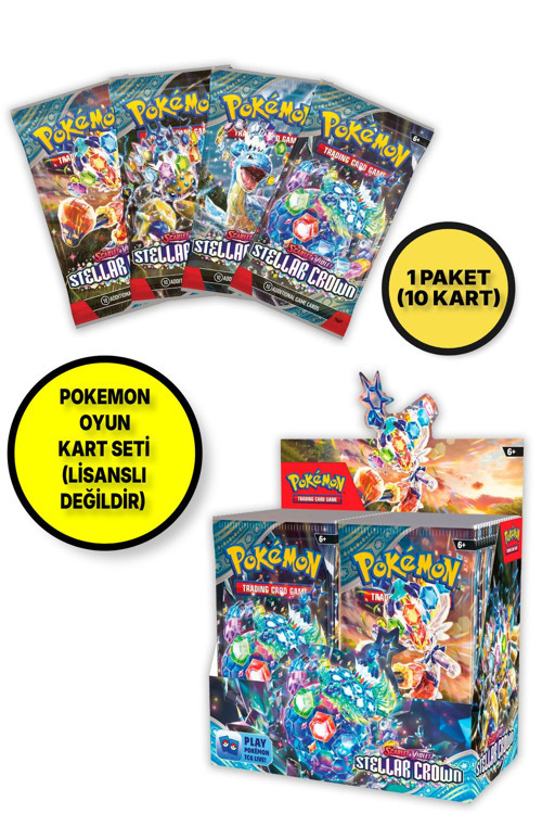Pokemon Oyun Kartı TCG Scarlet & Violet Stellar Crown Lisanssız Booster Pack - 1 Paket (10 KART)