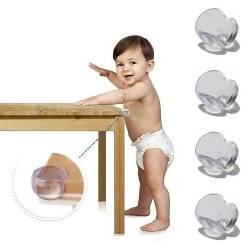 Bebek Çuk Yumuşak ve Esnek Dairesel Şeffaf Yapışkanlı Güvenlik Köşe Koruyucu (4 Adet)