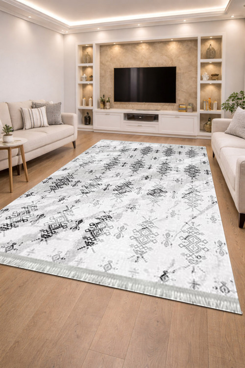 Kaymaz Dot Taban Dijital Baskılı Yıkanabilir Leke Tutmayan Salon Halısı Yolluk