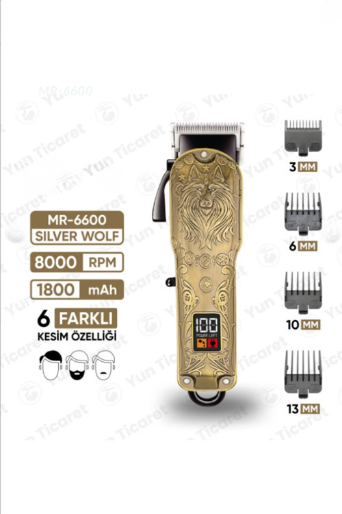 Jpr-6600 Silver Wolf Şarj Göstergeli 6 Kademeli 8000 Rpm 1800 Mah Saç Sakal Tıraş Makinesi Er