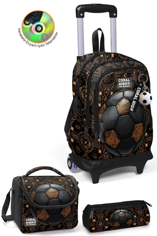 Kids Futbol Desenli Desenli Çekçekli 3'lü Çanta Seti SET0134017