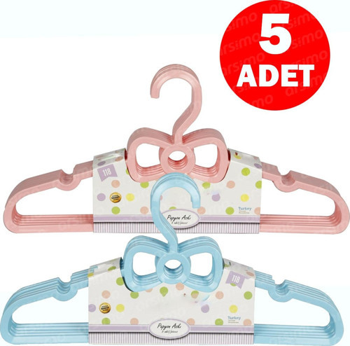 5 Adet Papyon Şeklinde Elbise Kıyafet Askısı | 5'li Plastik Papyon Şekilli Askı Seti