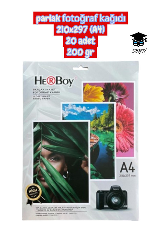 200 gr parlak fotoğraf kağıdı 210x297 (A4) 20 adet