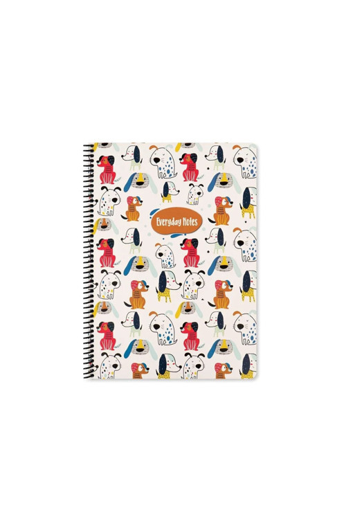 Çizgili 16X22 Cm 80 Yaprak Karton Kapak Telli Defter 60 Gram Beyaz Sayfa Animal Friends