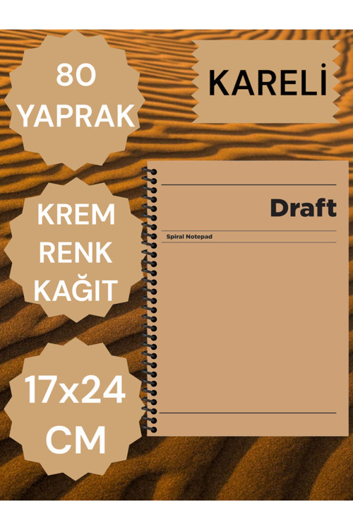 KARELİ 17X24 CM SERT KAPAK NOT DEFTERİ KREM RENK KAĞIT 80 YAPRAK