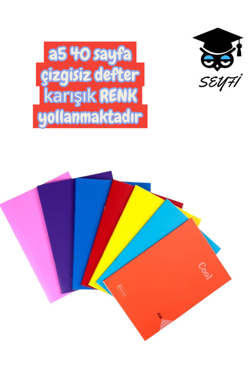 a5 40 sayfa çizgisiz defter karışık RENK yollanmaktadır