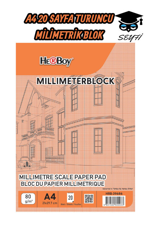A4 20 SAYFA MİLİMETRİK BLOK DEFTER KOPARTILABİLİR SAYFALAR