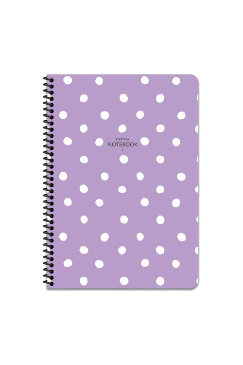 16x22 Cm Puantiye Desen Telli Defter Çizgisiz Telli Beyaz 80 Sayfalı Plastik Kapak