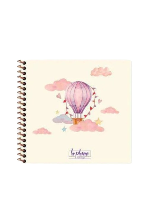 16x15 Cm Çizgisiz 50 Yaprak Sert Kapak Telli Defter 60 Gr Krem Rengi Kağıt Balon Desen
