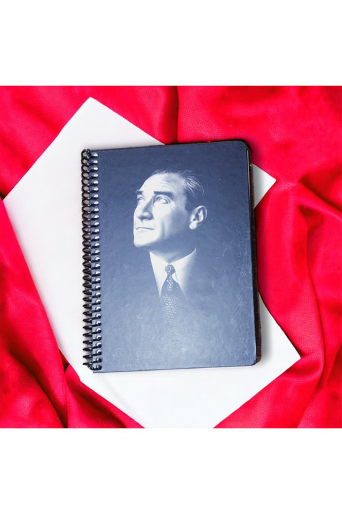 14X20 Cm Çizgisiz 80 Yaprak Atatürk Sert Kapak Telli Defter