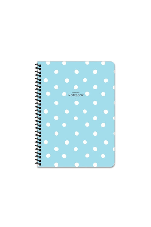 16x22 Cm Puantiye Desen Telli Defter Çizgisiz Telli Beyaz 80 Sayfalı Plastik Kapak