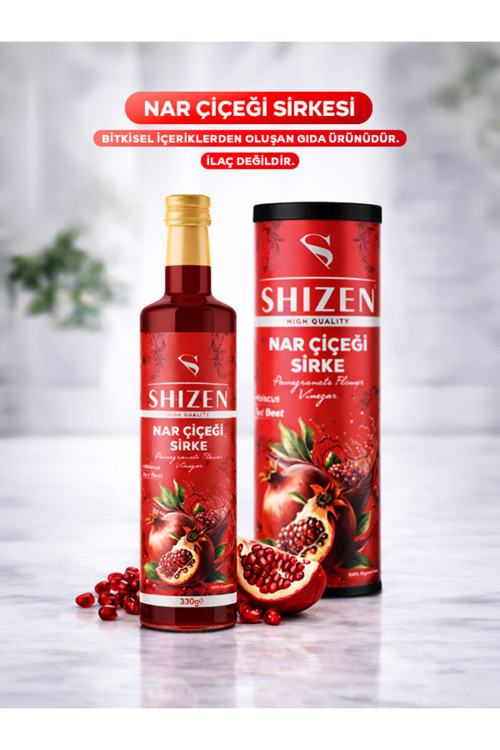 Nar Çiçeği Sirkesi 330 ml Doğal Fermente Hibiskus Pancar İçerikli Bitkisel Sirke