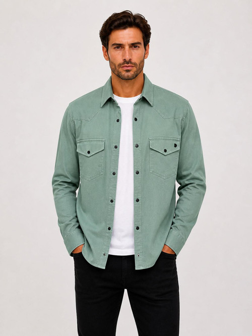 Reeport Uzun Kol Slim Fit Erkek Kot Gömlek - 7643