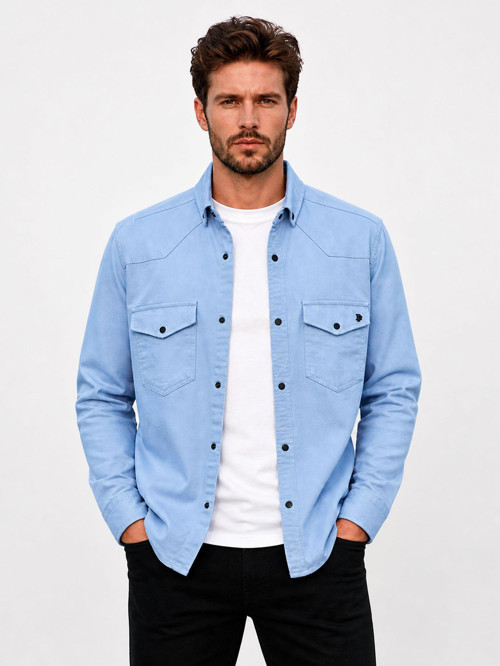 Reeport Uzun Kol Slim Fit Erkek Kot Gömlek - 7643