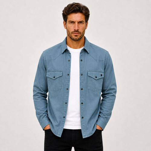 Reeport Uzun Kol Slim Fit Erkek Kot Gömlek - 7643
