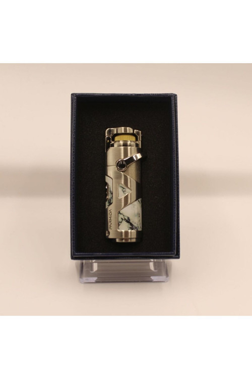 Parmida Tek Torch Pürmüz Gümüş Mermer Desenli Metal Puro Çakmağı