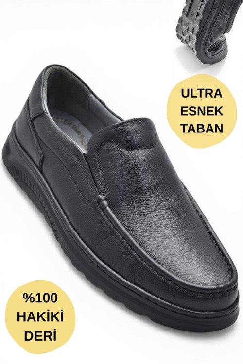 2107 Tam Ortopedik Taban %100 Hakiki Deri Erkek Ayakkabı Bağcıksız Yazlık Erkek Ayakkabı
