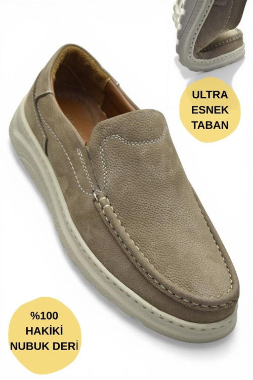 2107 Tam Ortopedik Taban %100 Hakiki Deri Erkek Ayakkabı Bağcıksız Yazlık Erkek Ayakkabı