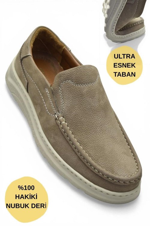 2107 Tam Ortopedik Taban %100 Hakiki Deri Erkek Ayakkabı Bağcıksız Yazlık Erkek Ayakkabı